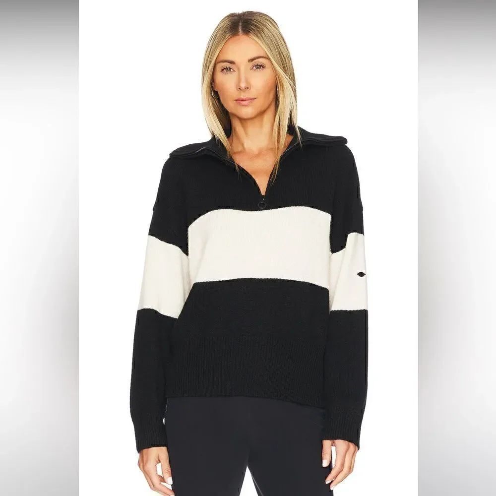 Goldbergh Jules Black and White Sweater Half Zip Wool Base Layer size XS